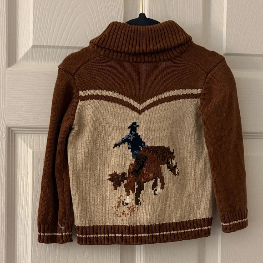 Janie and Jack Brown and Cream Kids Cardigan Sweater - Picture 2 of 2